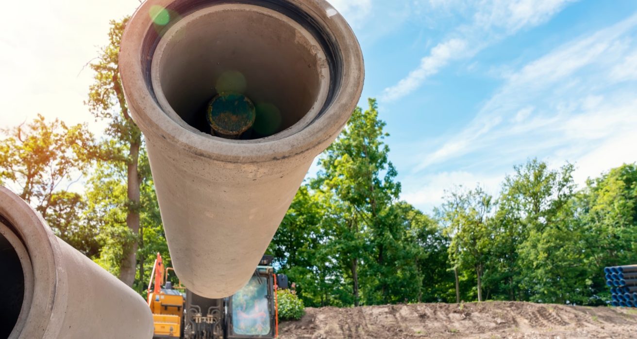 Concrete culvert pipes ready for installation